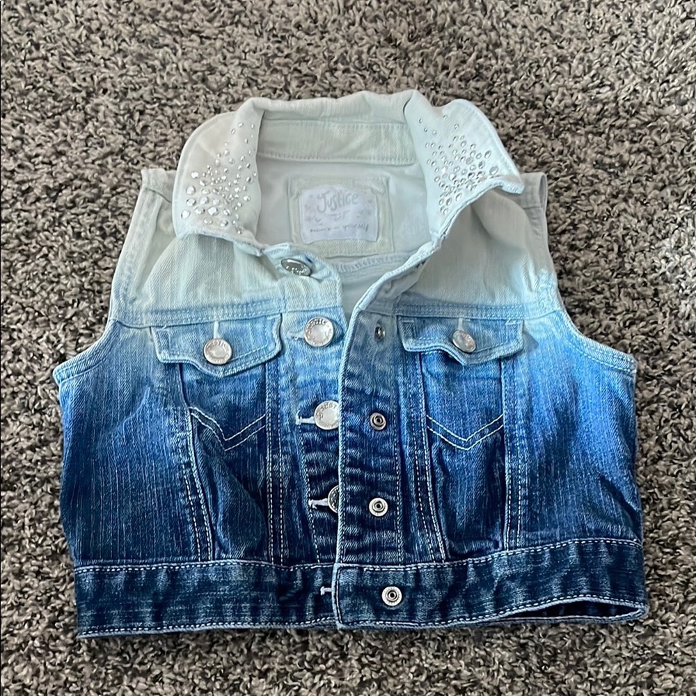 Justice Blue Ombre Denim Vest